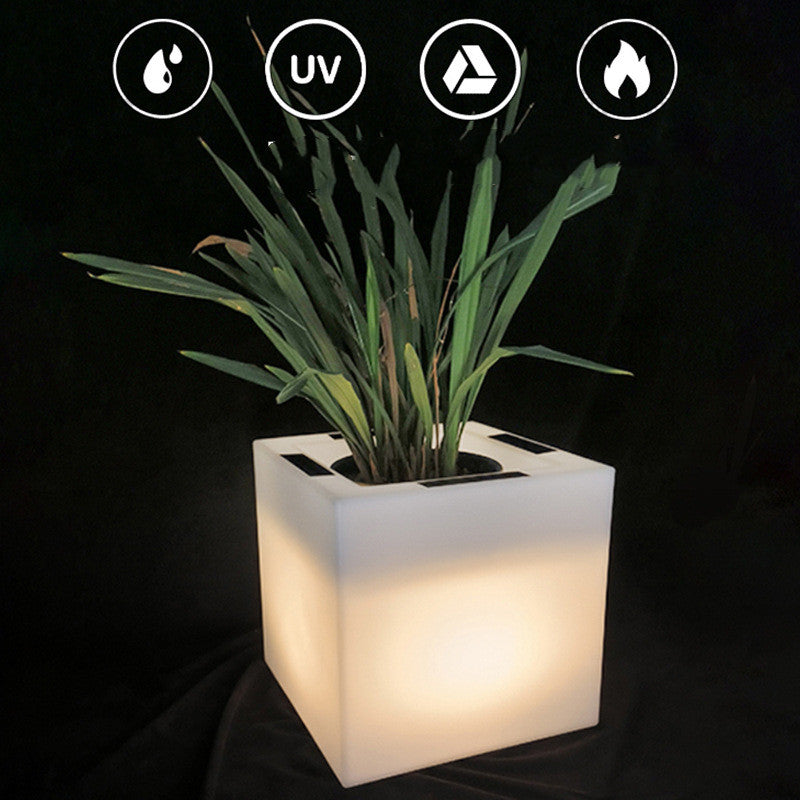 Waterproof plastic flower pot garden lamp