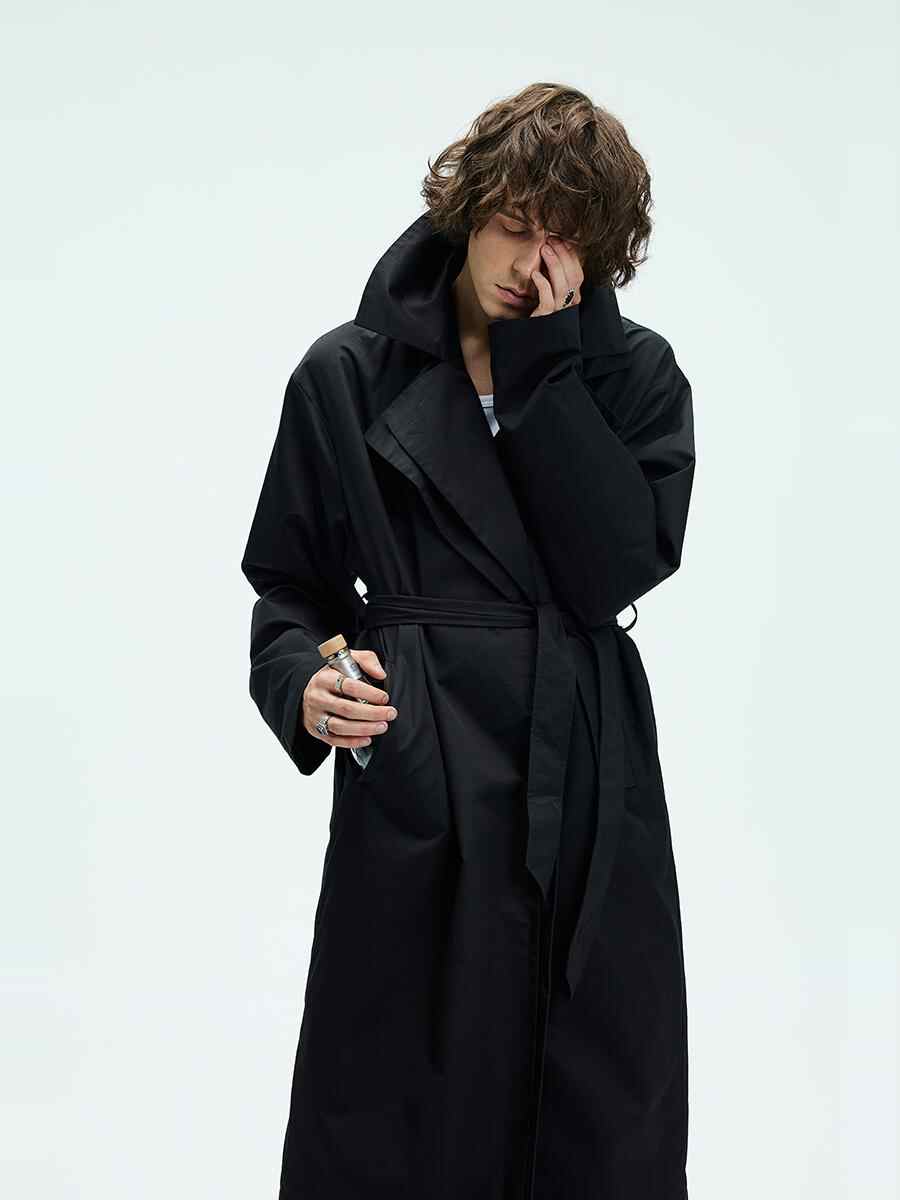 Manteau de mi-longueur souple en couleur solide pour hommes