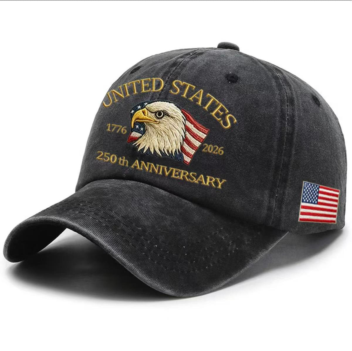 USA Casquette 250ème anniversaire Lavé-Imprimé Chapeau drapeau USA Eagle Baseball Cap Broderie Casual B
