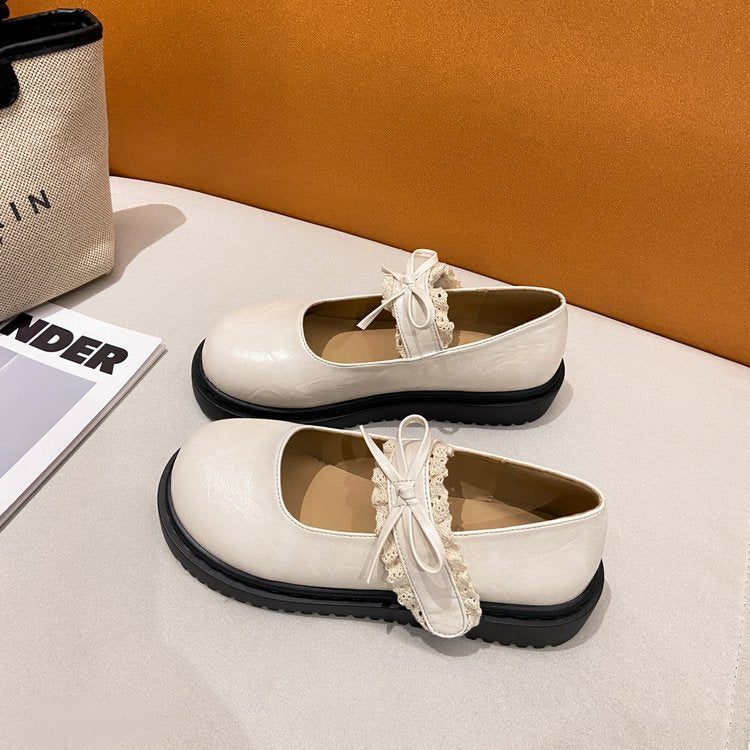 Femmes d'été Blanc Français Mary Jane Chaussures en cuir