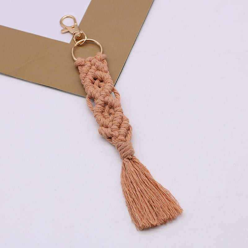 Chaîne de coton tissé à la main Tassel Porte-clés voiture porte-clés sac pendentif ornements