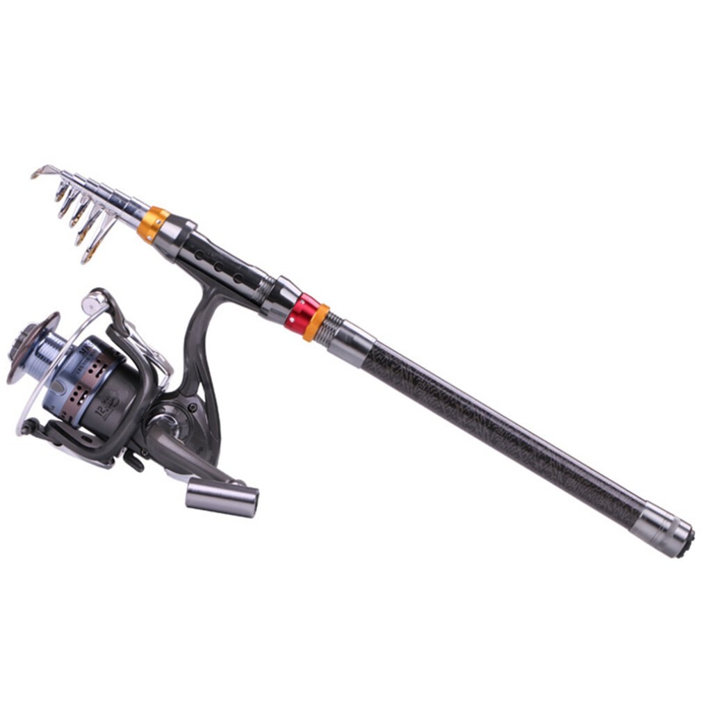 Pêche-Rod-Set Lures Spinning Reel Combo Line Telescopique Carbon-Fiber Travel Et