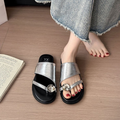 Femmes Plage Pantoufles Été Extérieur Port de luxe Strass Platform Thick Sole Thong One B