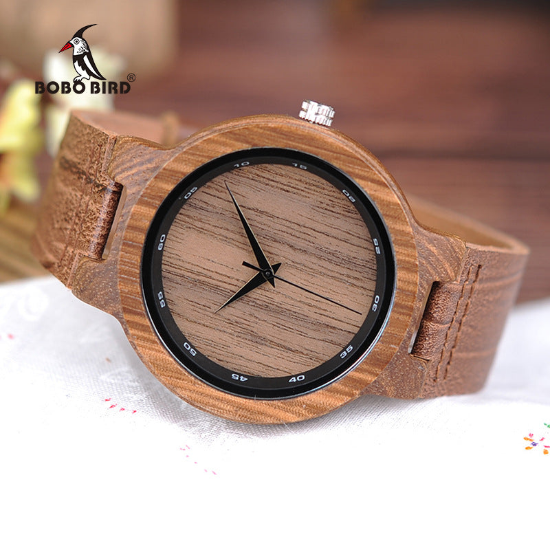 Montre Quartz en bois classique analogique