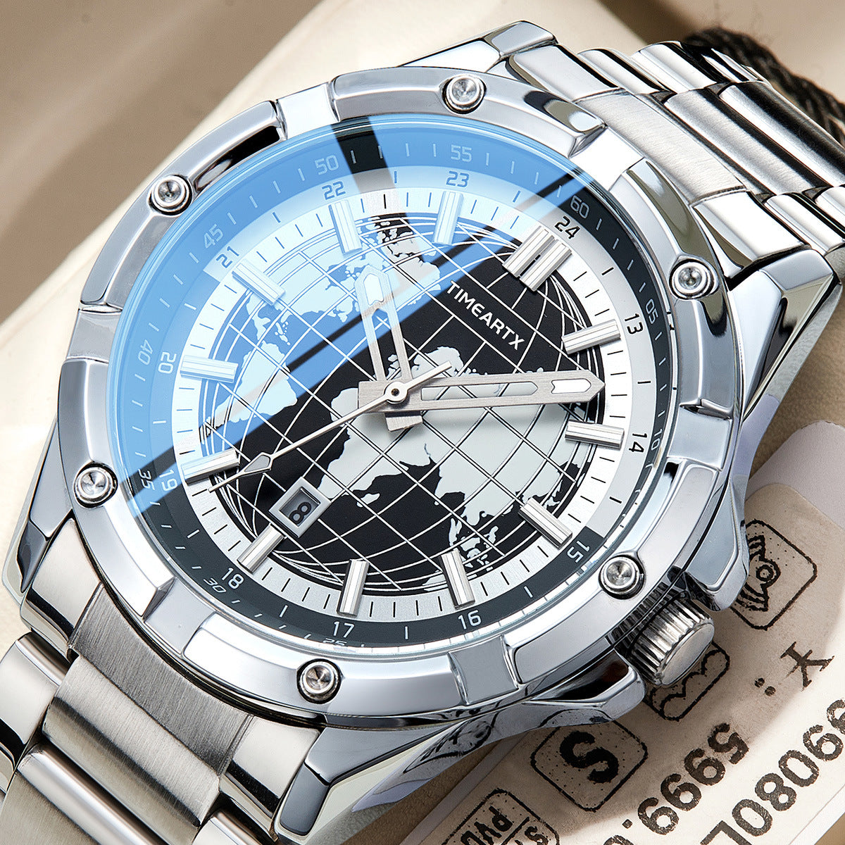 Luminous water-resistant terrestrial quartz watch