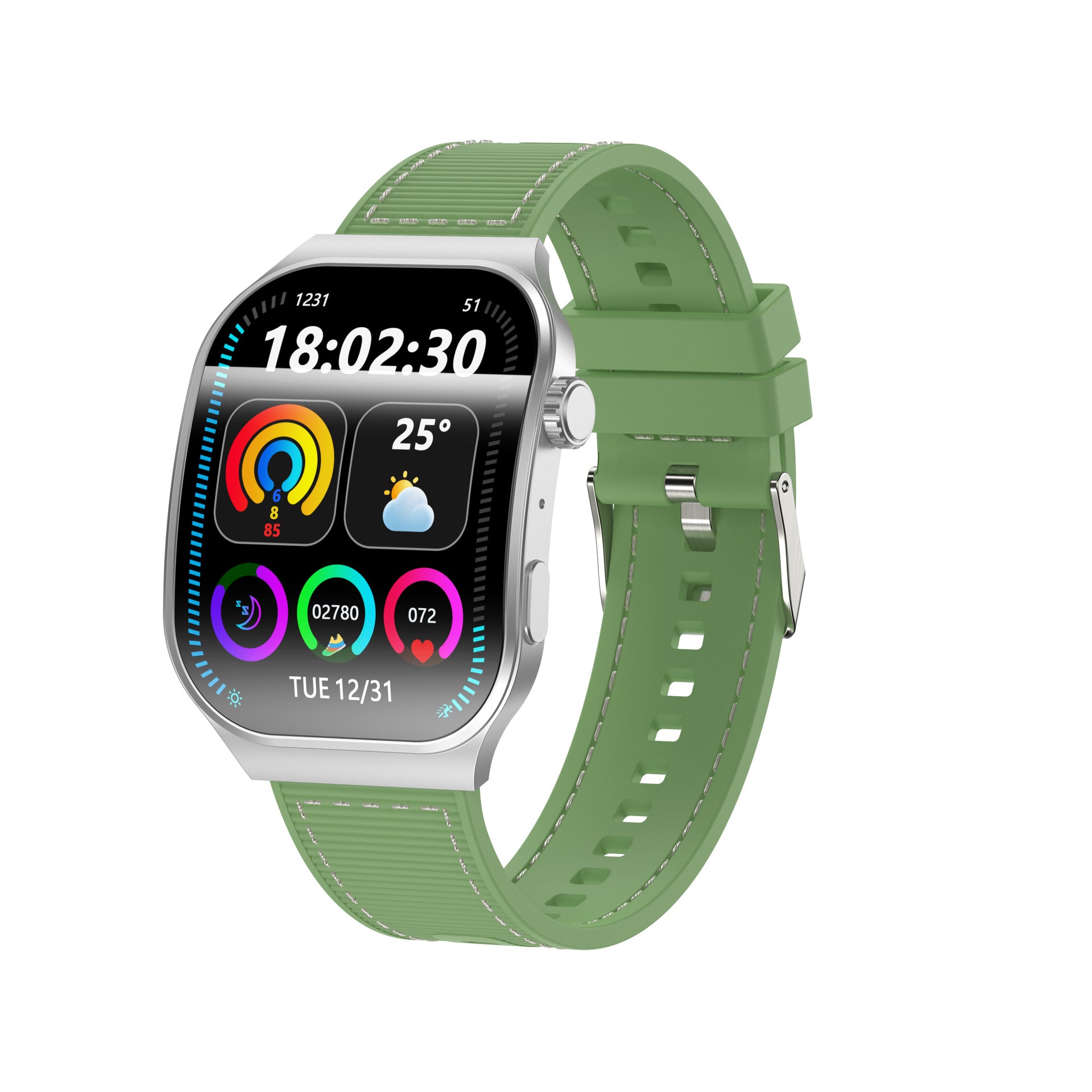 KP-S112 Modèle de montre intelligente à écran courbé avec appel de fréquence cardiaque Surveillance de la santé Oxy du sang