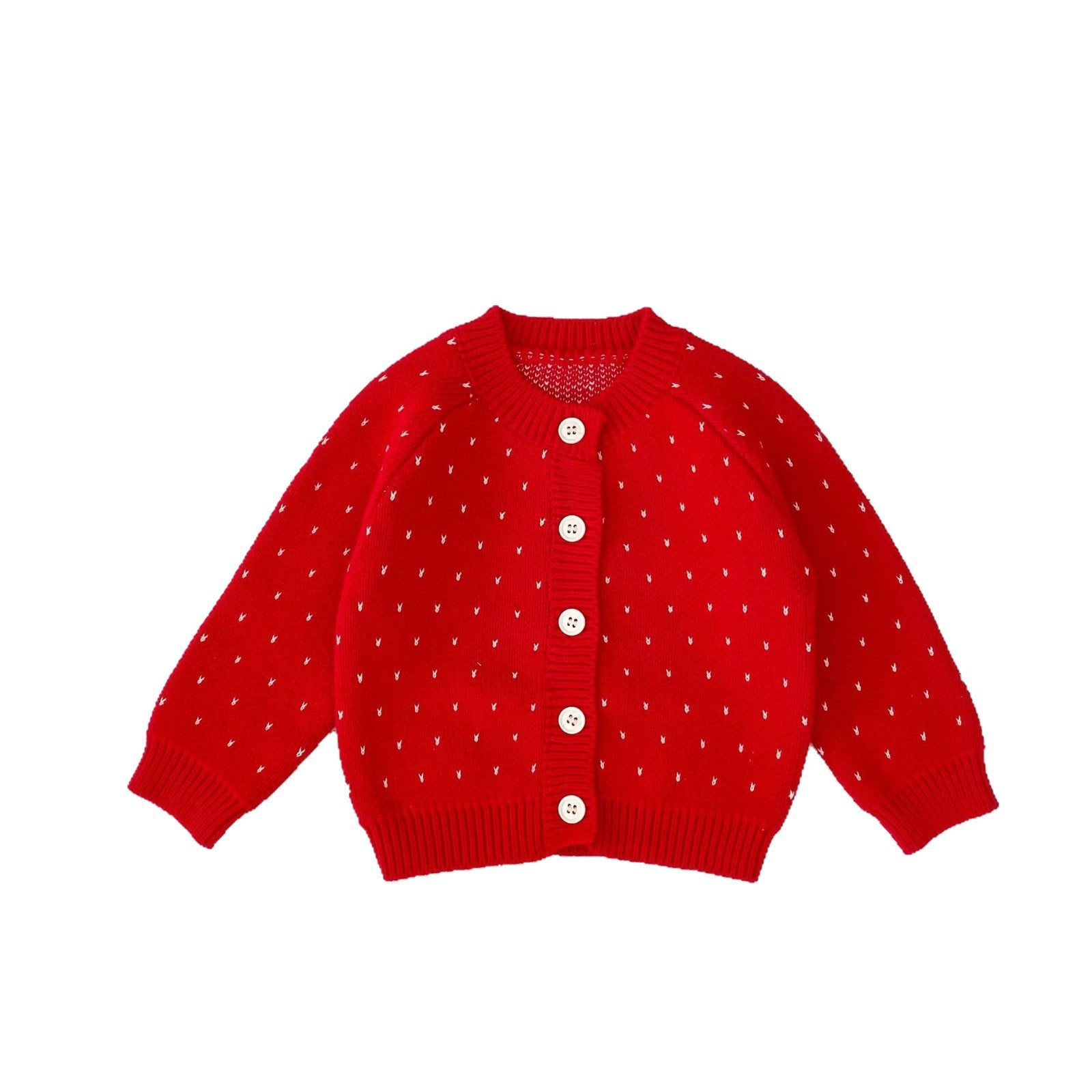 L'automne pour les enfants Sweet Baby Girl's Jacquard Red Knitted Coat Cardigan