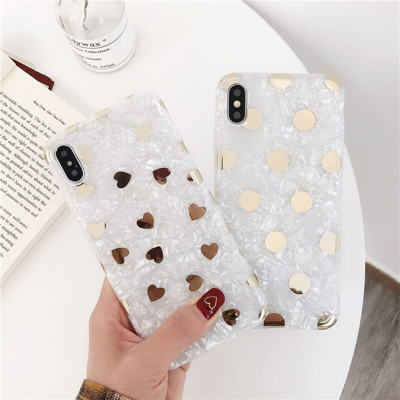 Love Polka Dot Bronzing Shell modèle boîtier téléphonique