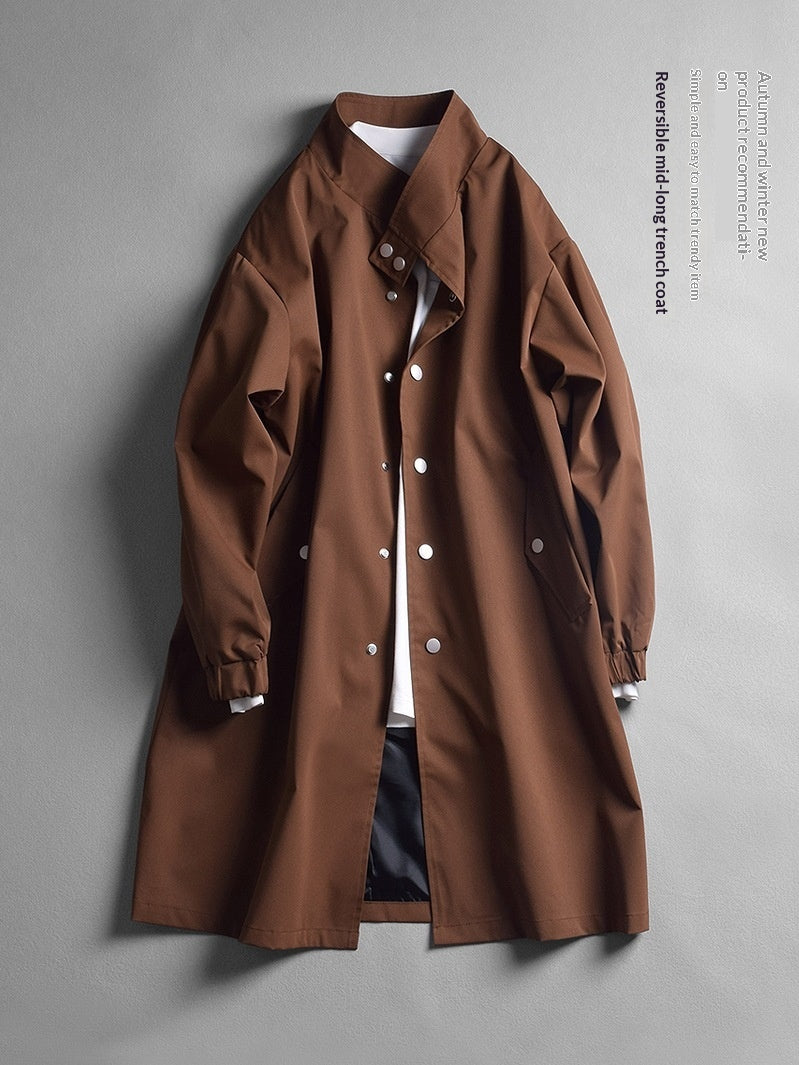 Manteau de trench à manches simples pour hommes