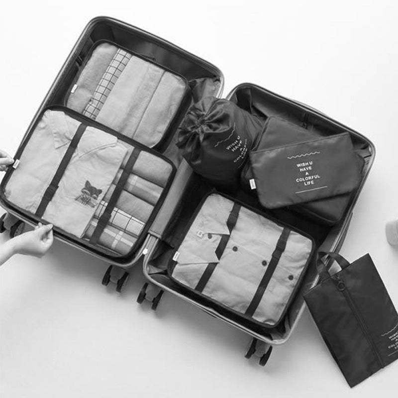 Ensemble d'organisateurs de voyage de sept pièces pliable et portable de grande capacité