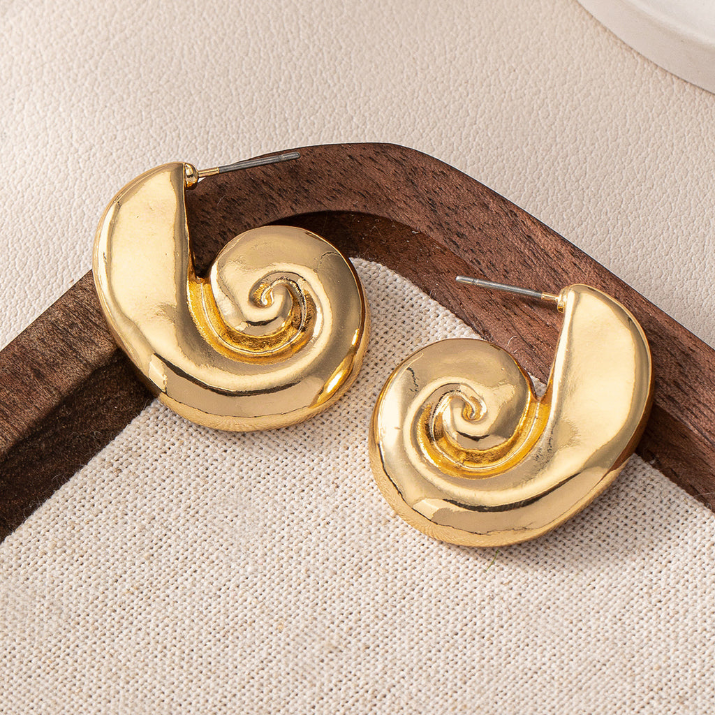 Boucles d'oreilles Convex Spiral - European American Middle Eastern Style Hoop Drop Studs