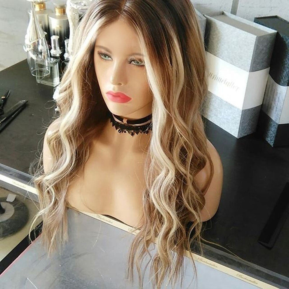Wig Yellow Jump Gold Big Wave Long Curly Cheveux