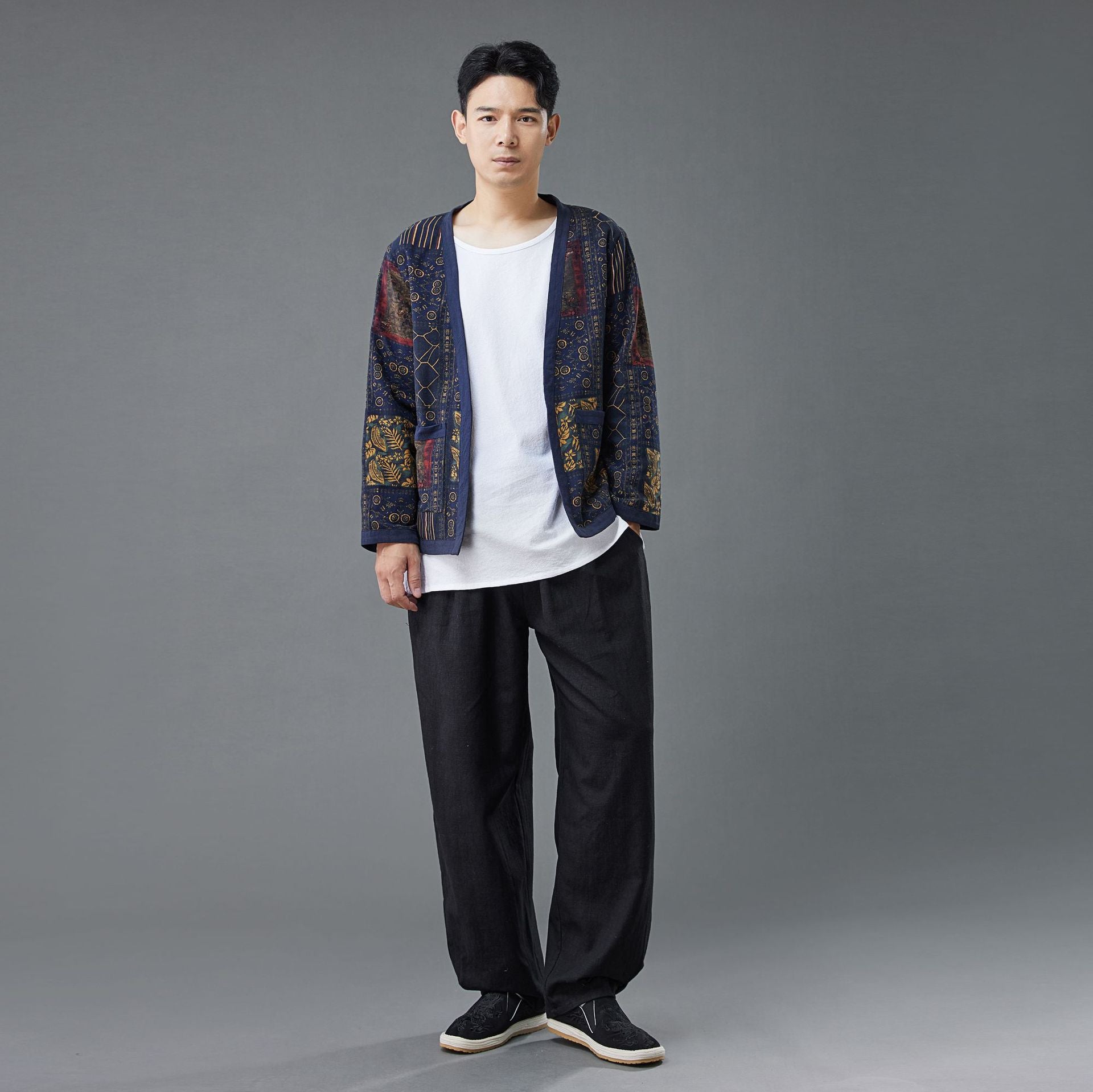 Veste de cardigan floral imprimé en coton