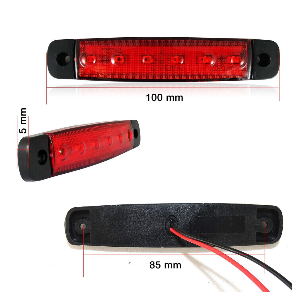 30 Pcs 12v 6 Led Blanc Jaune Rouge Marqueur Side Position Camion Remorque