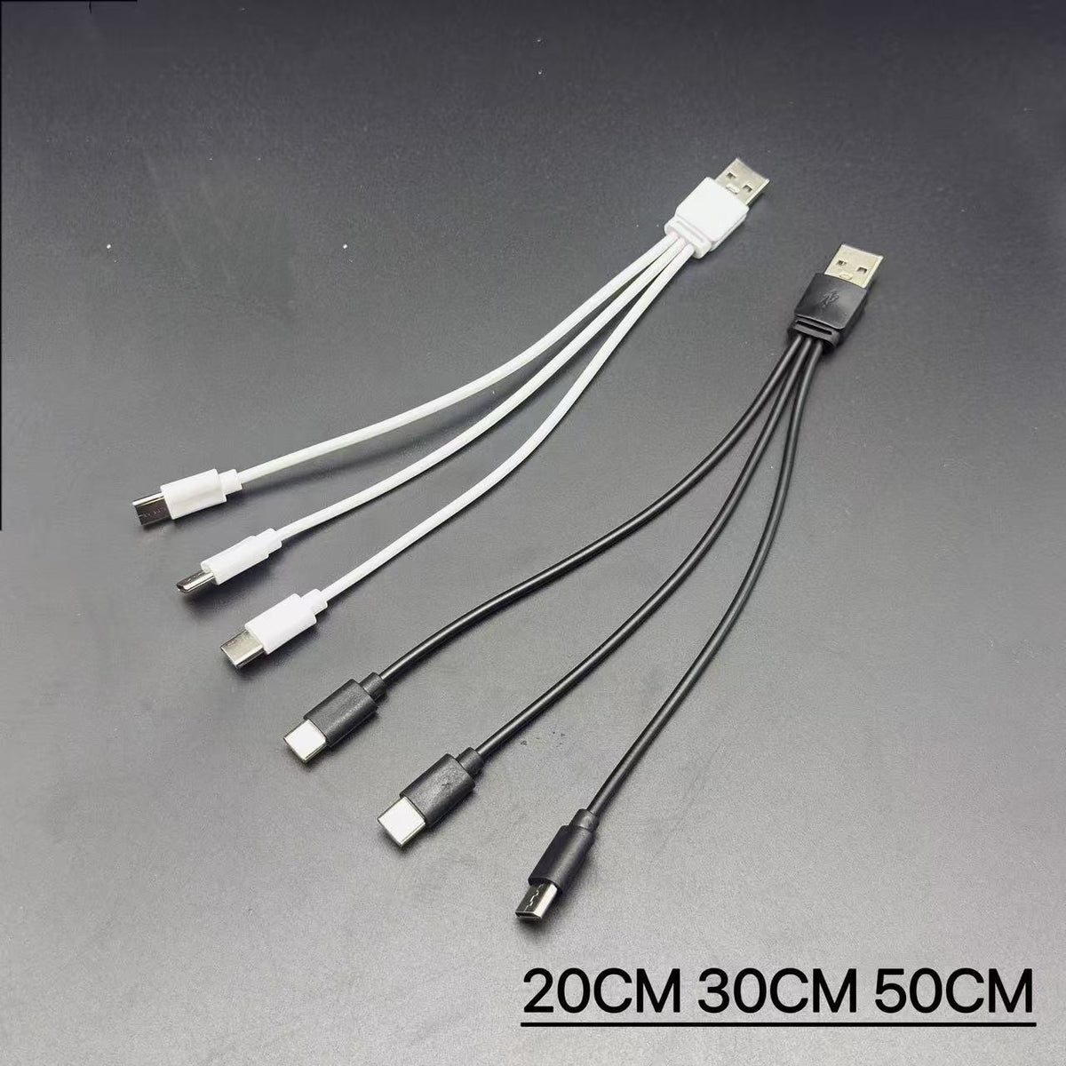 USB to Three Type-C Charging Cable 3-in-1 Data Cable PVC Lithium Battery Pack
