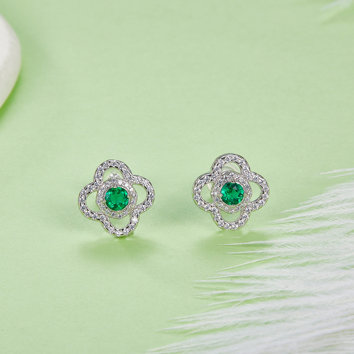 S925 Boucles d'oreilles Sterling Silver Clover