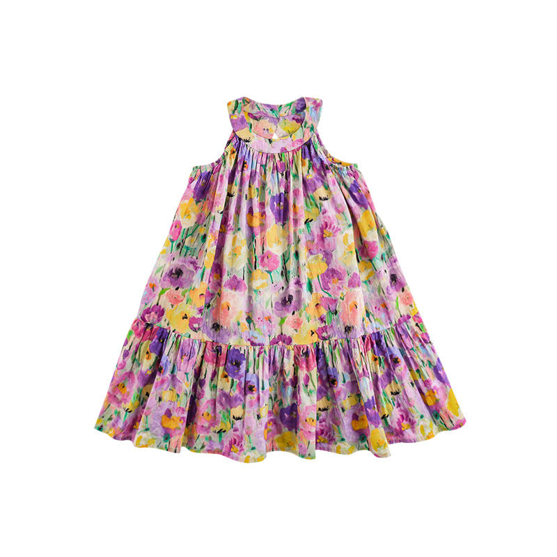 Robe sans manches bébé fille Long coton motif floral