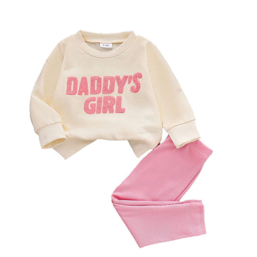 Lettre mignon Imprimer Sweatshirt et Pantalon Set avec bande de cheveux Bow pour les petites filles