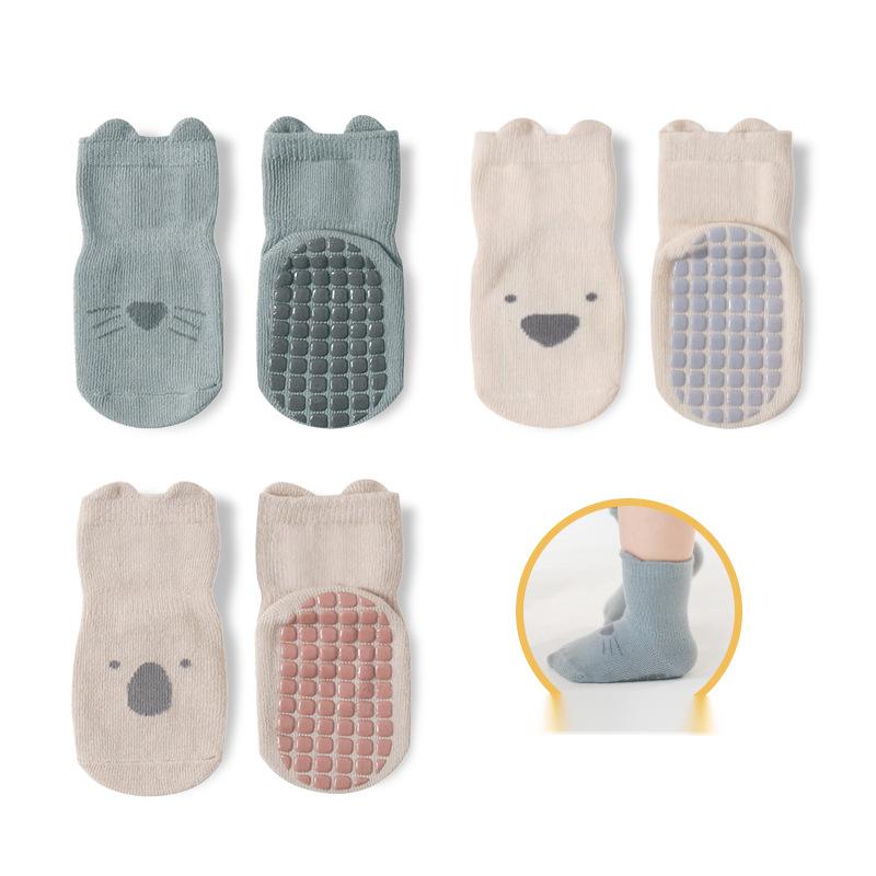 Bébé Coton Non-dérapant Refroidissement intérieur Apprendre à marcher Chaussettes de bateau courtes
