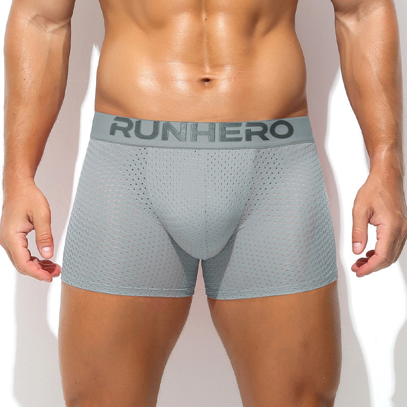 Mesh hommes respirant maison sous-vêtements mi-long