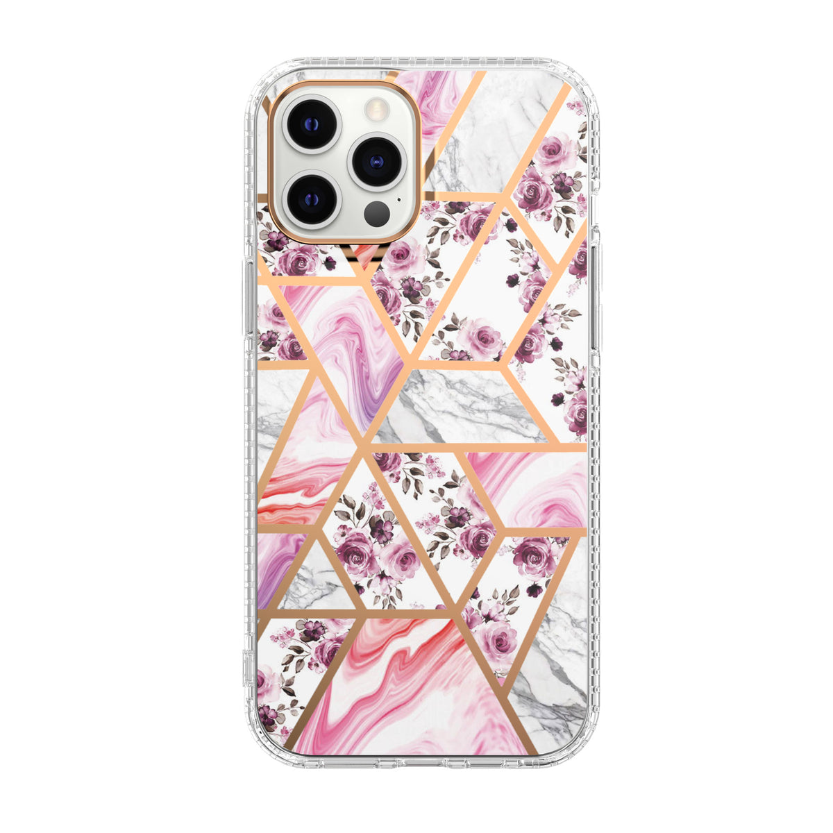 Mosaic Marbre Motif Fleur Étui téléphonique transparent