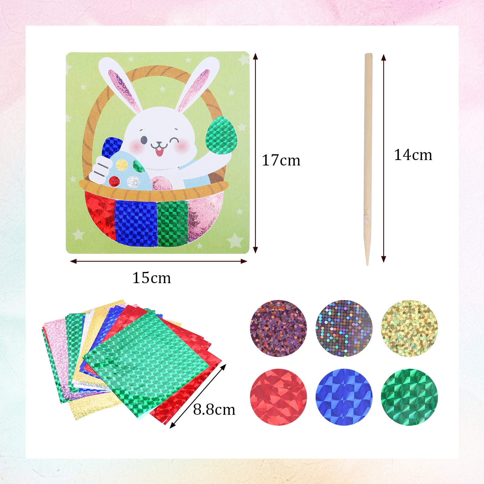 Artisanat de Pâques en papier – Set de 12 pièces avec motifs de Pâques métallisés pour le décorat de printemps créatif