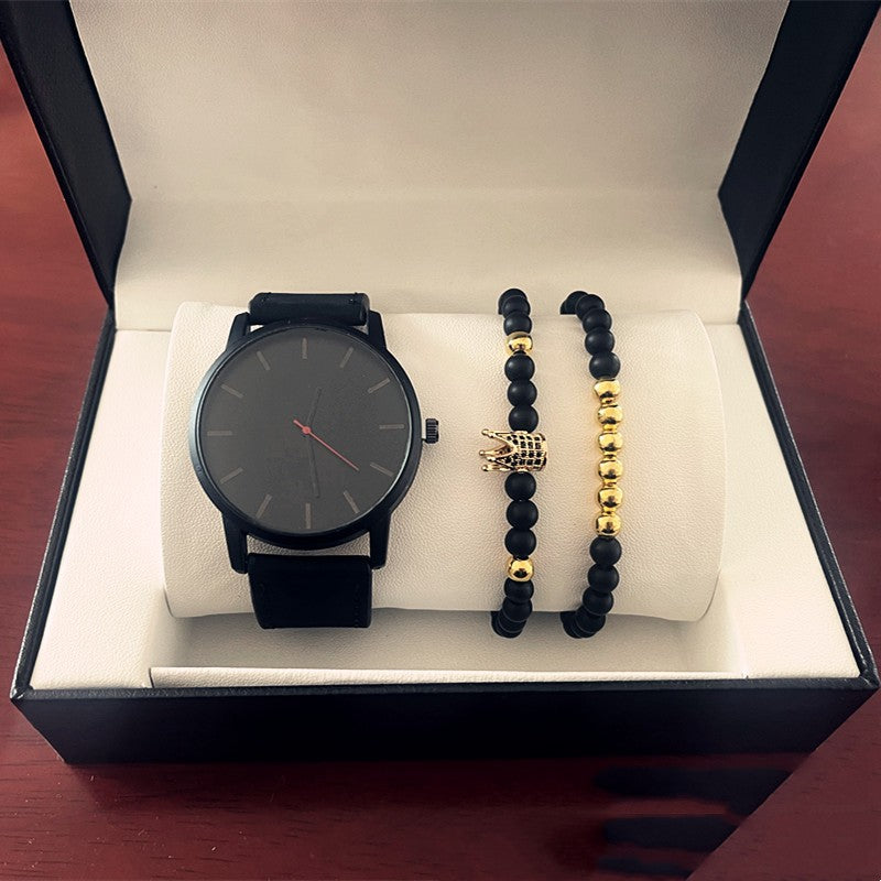 Grande Cadran Homme Casual Simple Scale Frosted Ceinture Quartz Montres Crown Bracelet