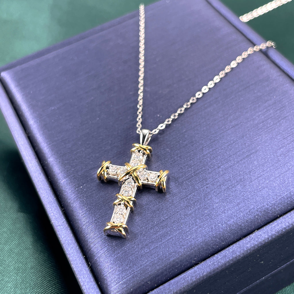 S925 Collier en mousse argentée à deux tons 43cm Pave X-Wrap D Couleur VVS1 GRA certifié
