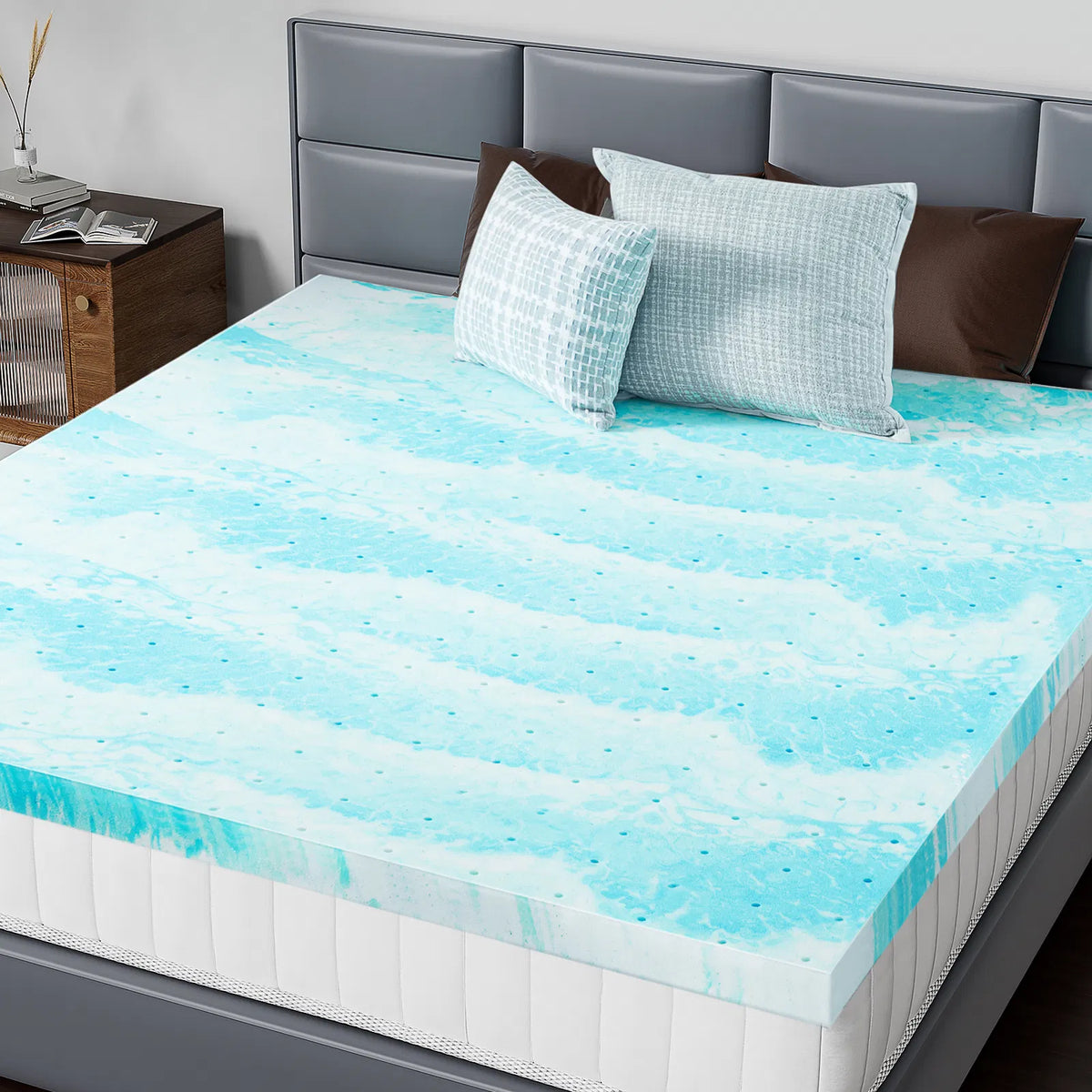 2-3 pouces Gel Mémoire Mousse Matelas Topper Matelas de refroidissement de pleine taille doux et respirant être