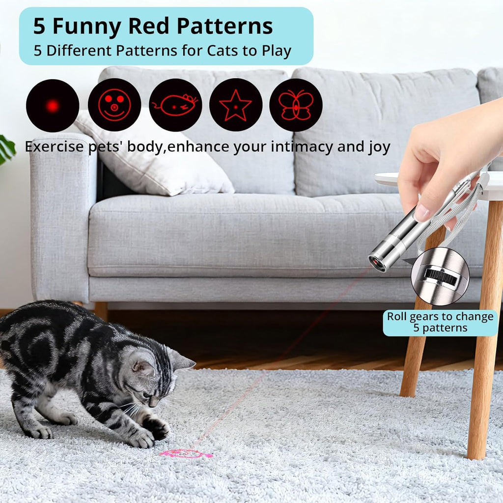 Jouet chat, rechargeable USB, 3 modes de lumière, 5 motifs, Jouet intérieur interactif Chase, Automa