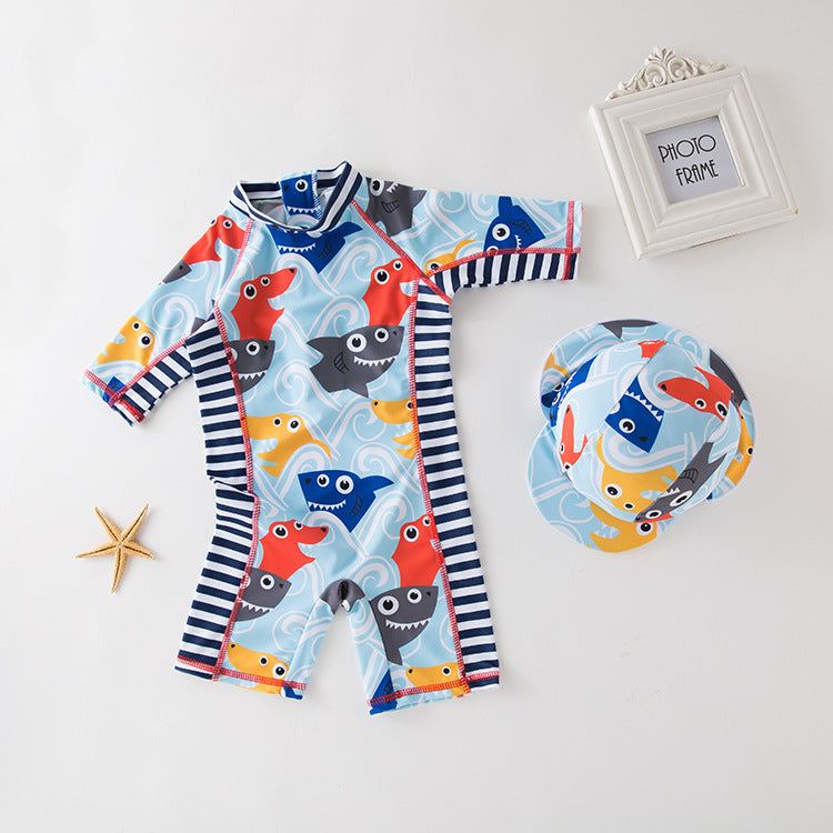 Maillot de bain simple pour homme Tête de requin bleu imprimé Maillot de bain pour enfants
