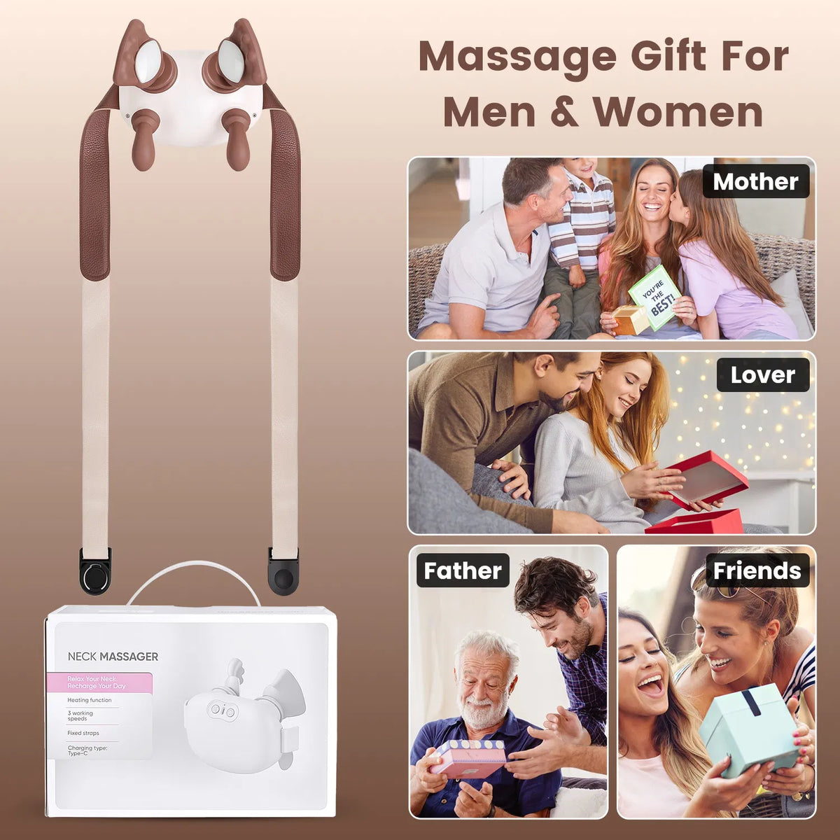 Massager sans fil Shiatsu Col avec chaleur