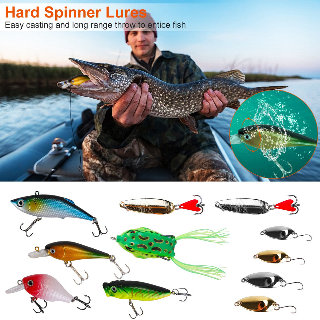 383Pcs Lures de pêche Tackle Box Bass Fishing Animated Lure Cranbbaits Spinnerbaits Soft Pl