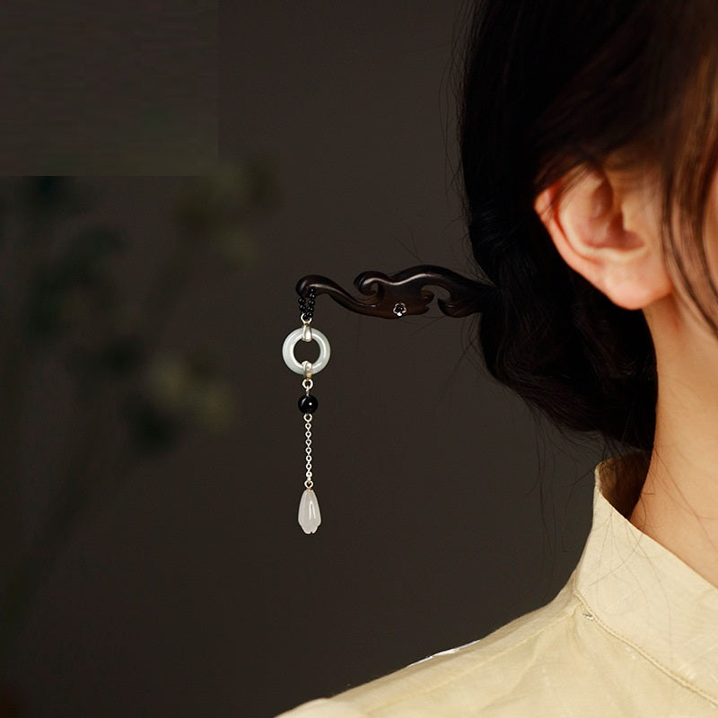 Épingle à cheveux en bois brocart quotidien simple