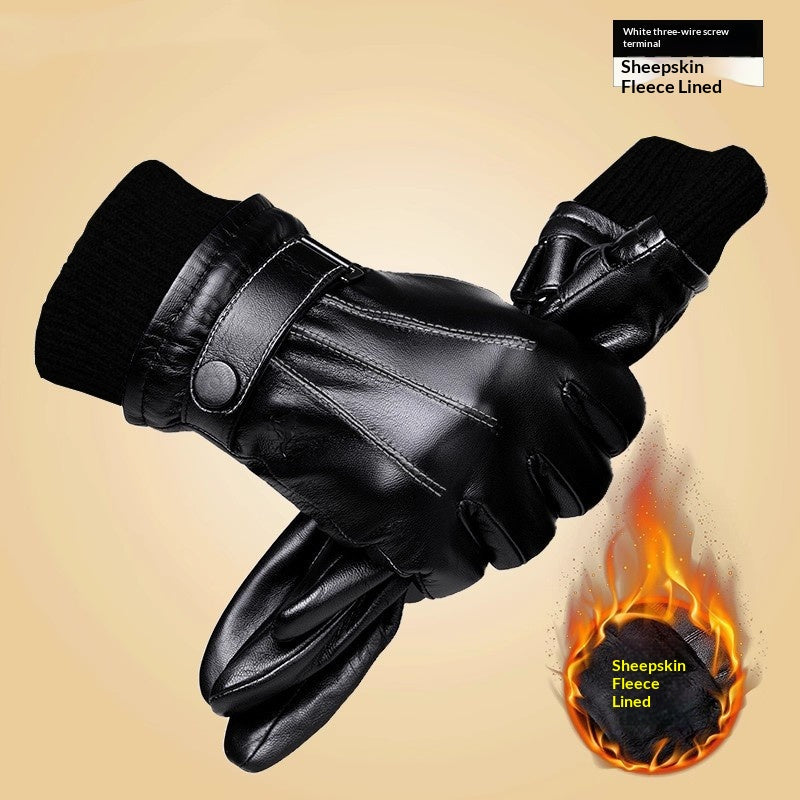 Gants en cuir véritable avec doublure en polaire pour une protection plus chaude et imperméable