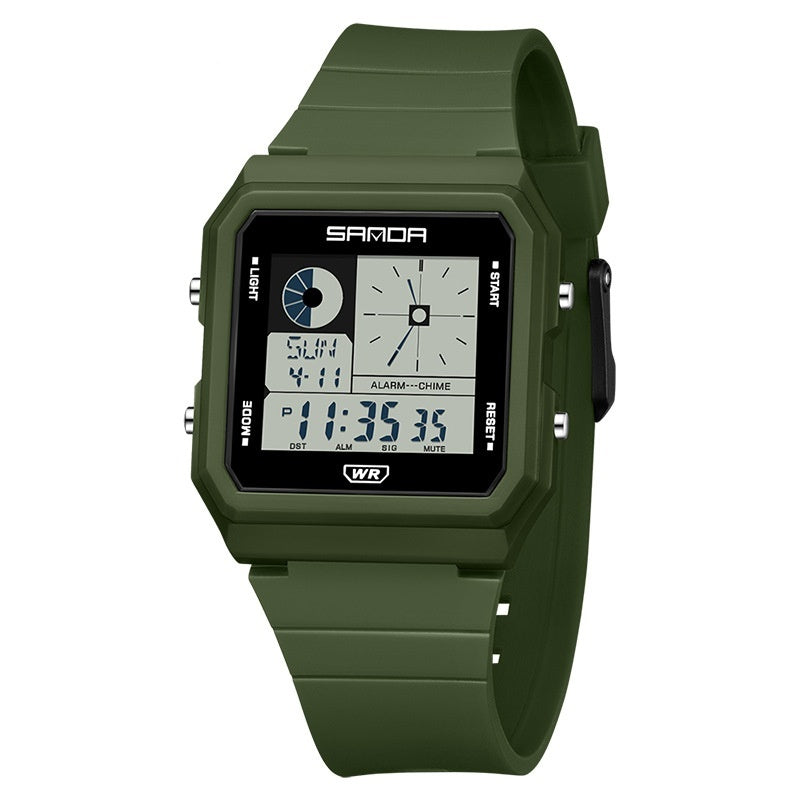 Montre numérique polyvalente et créative, petit carré multifonction