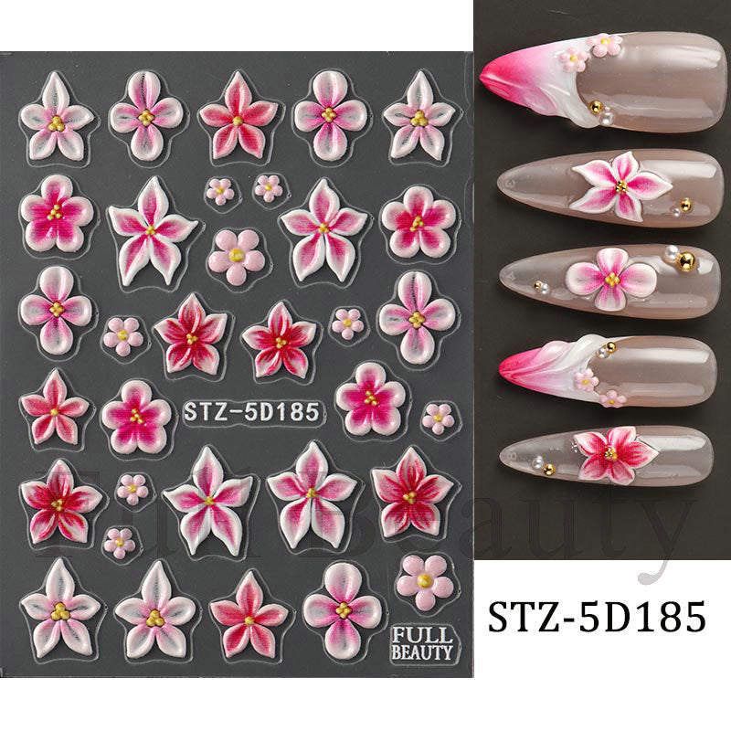 Stickers ongles adhésifs 3D embossé style ins