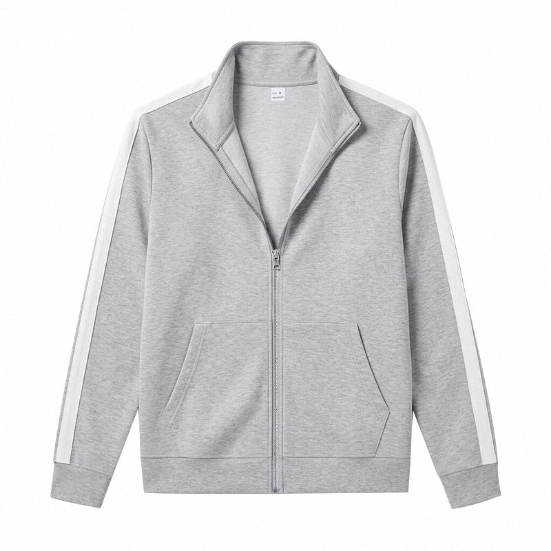 Hommes Relaxed-fit Sporty Minimalist Zip-up Stand-collar Veste