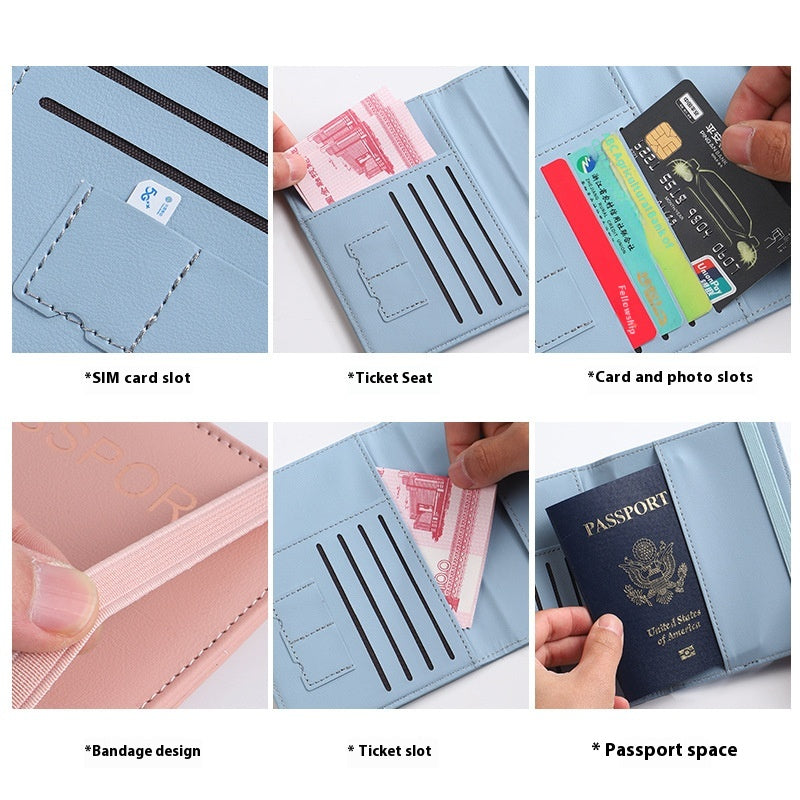 Pu Sac de passeport en cuir Rfid Fentes de cartes multiples Titulaire de certificat multifonctionnel