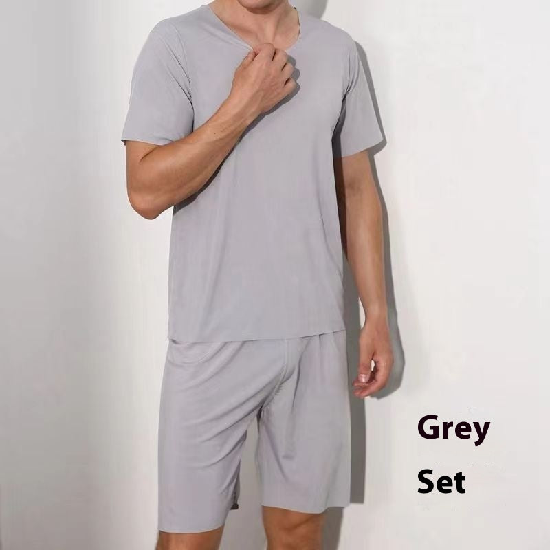 Advanced Ice Silk Round Neck Solid Color Short Sleeve