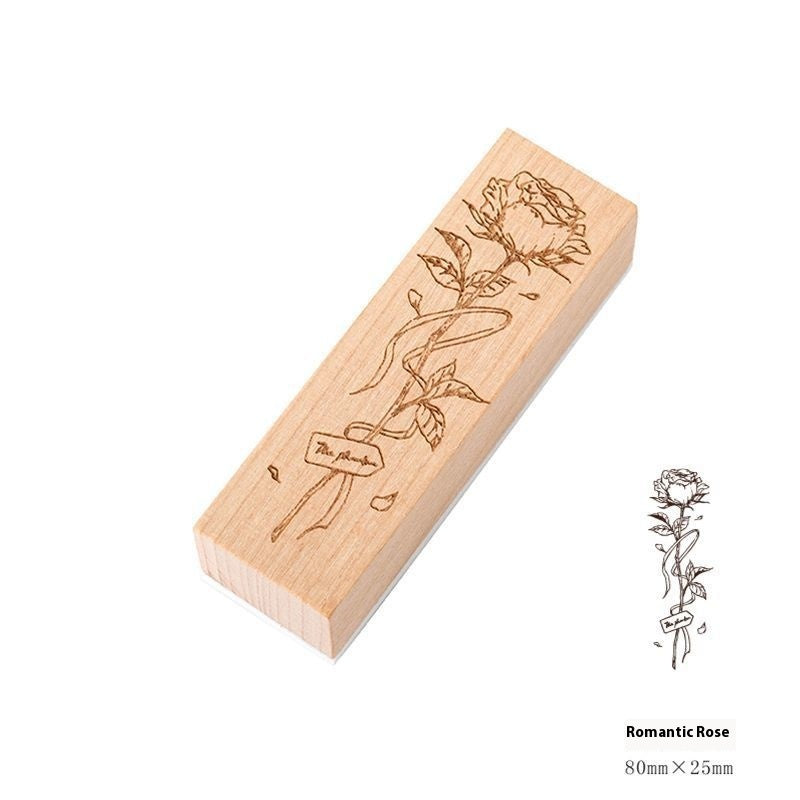 Timbre en bois frais et rétro Fleur Artistic Flower Notebook Diy Matière décorative Woode