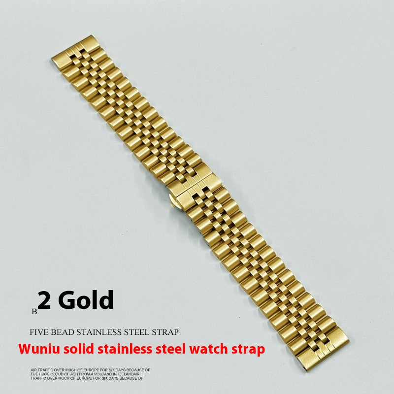 Bracelet en acier inoxydable massif à cinq perles