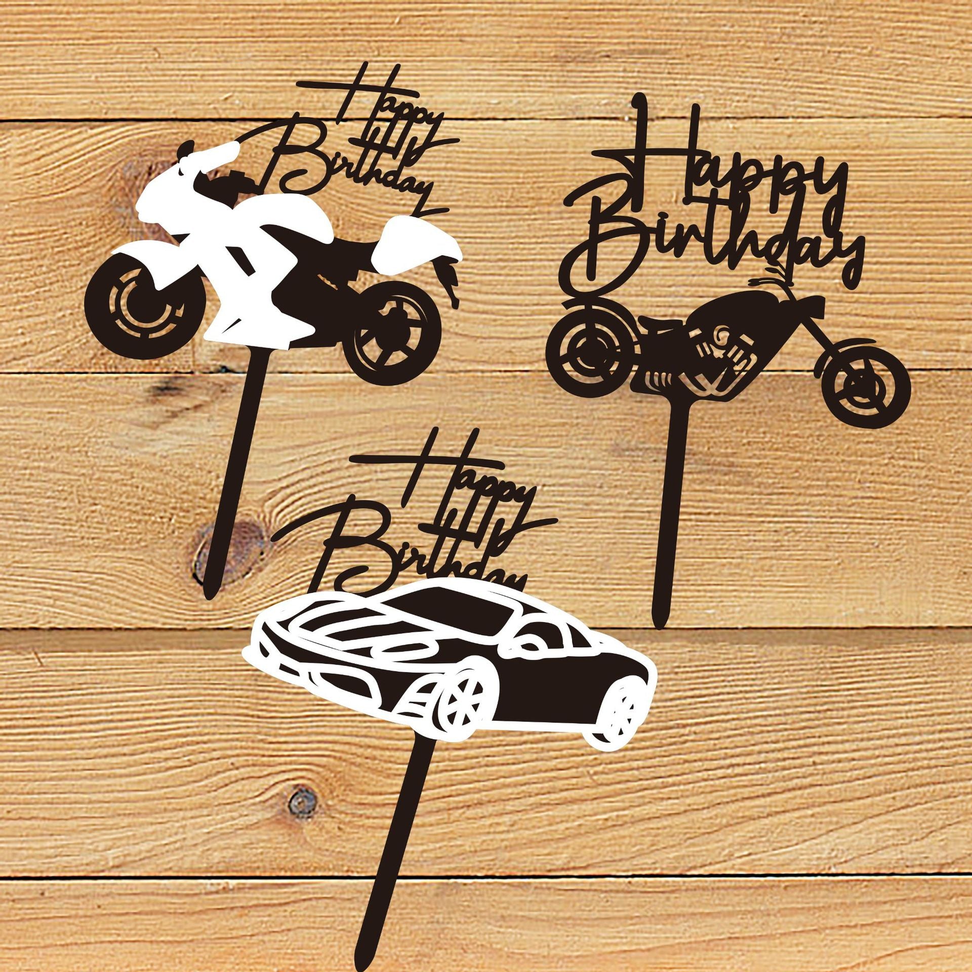 Décoration de fête d'insertion de gâteau anniversaire de voiture de moto