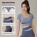 Women's Color Block Yoga Short Sleeve Top with Built-in Bra Pads
