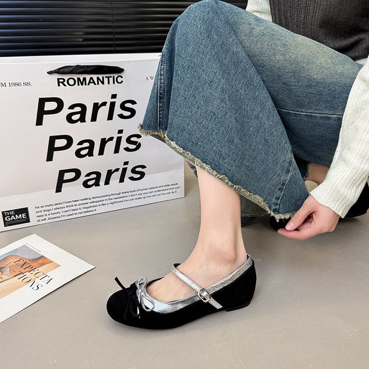 Femmes Coréenne Style Hauteur Boost Bow Mary Janes