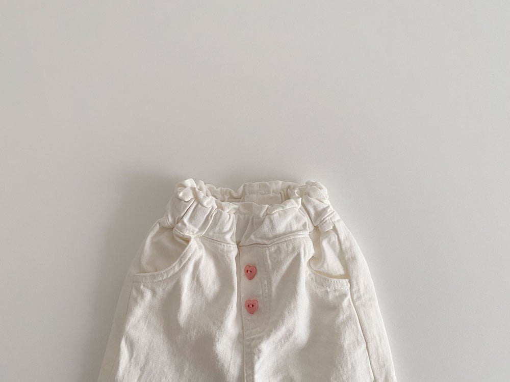 Printemps bébé fille Rétro oreille en bois Casual dentelle Pantalon large-lég enfant Pantalon de mode