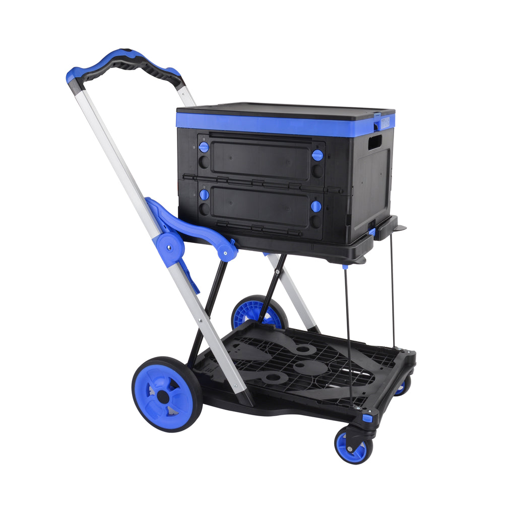 Chariot pliant 2-Tier Multi-Utilisation Fonctionnel Chariots Collapsibles Shopping Chariot avec Roues Sh