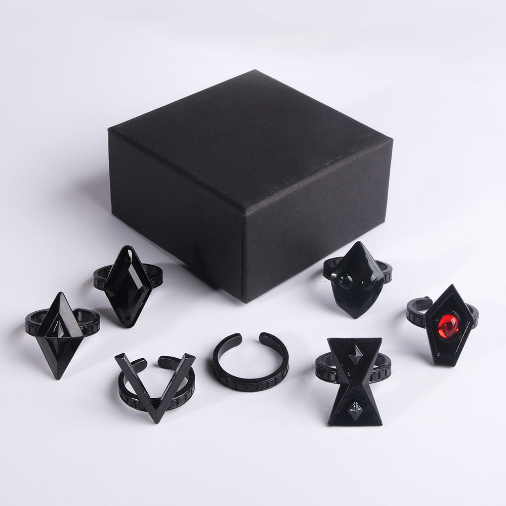 Ensemble d'anneau noir exquis de noix