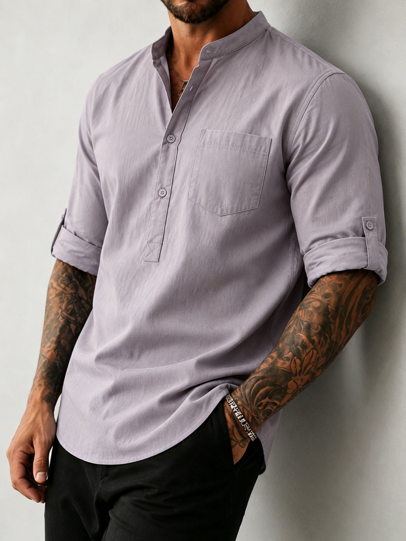 Homme S 100 Cotton Mid Sleeve Chemise construite pour l'homme extérieur