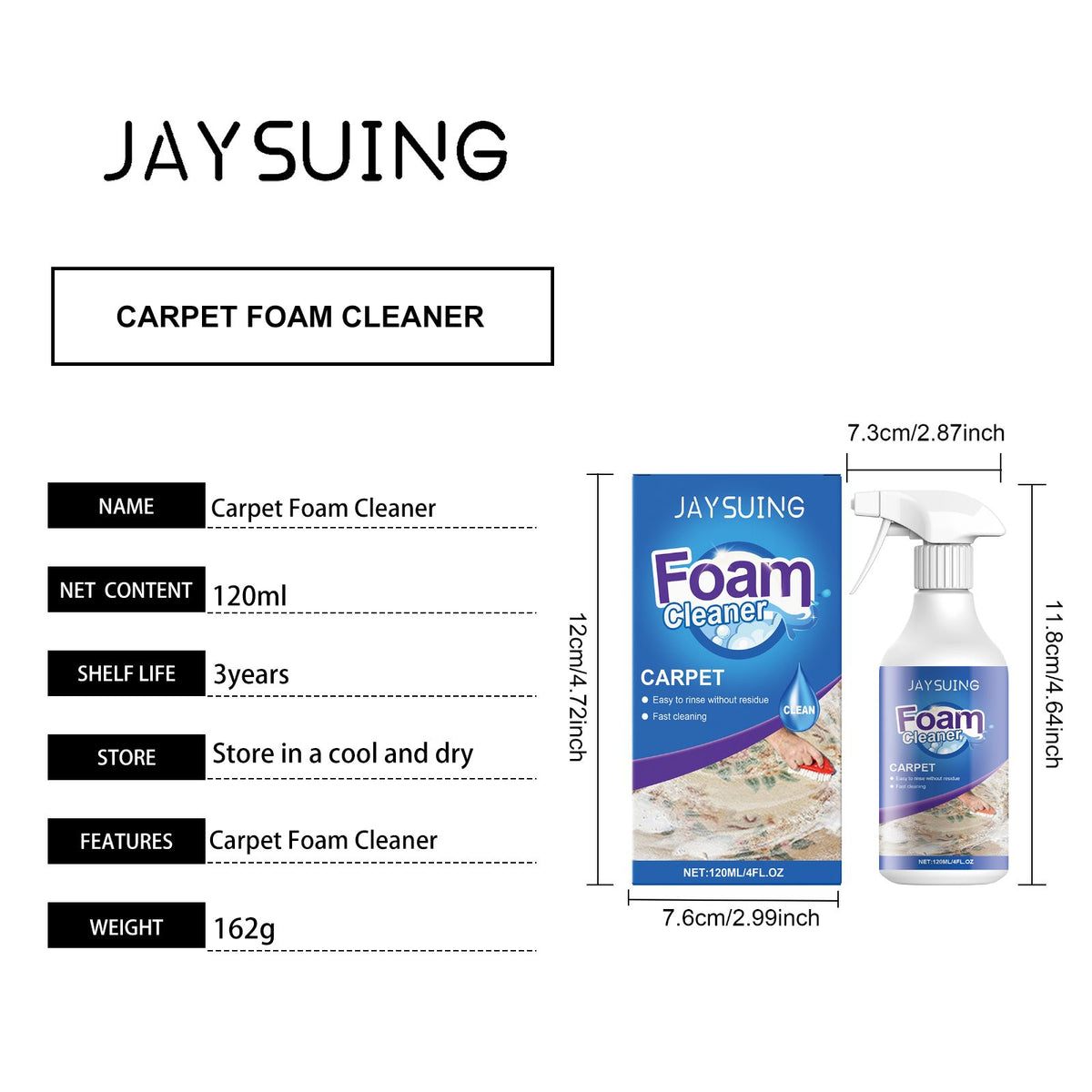 Vaporisateur de nettoyage de mousse de tapis JAYSUING